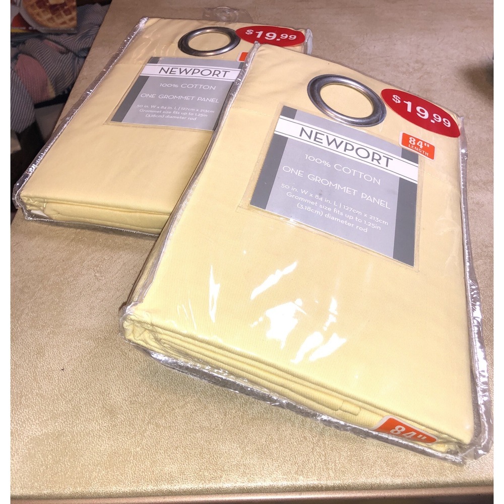 Newport Curtain Grommet Panel, 50in W‎ X 84in Yellow 100% Cotton